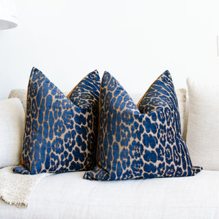 Blue Leopard Pillow
