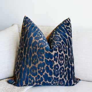 Blue Leopard Pillow