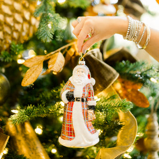 7.5" Plaid Santa Ornament