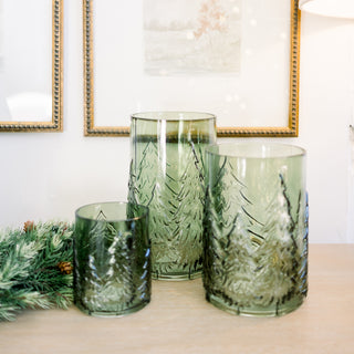 Green Glass Tree Container