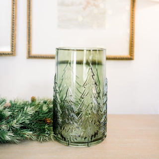 Green Glass Tree Container