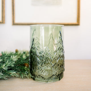 Green Glass Tree Container