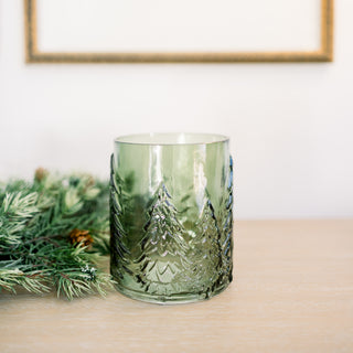 Green Glass Tree Container