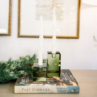 Green Glass Candle Holders