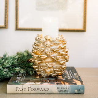 Gold Pinecone Pillar Holder