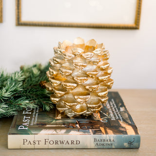 Gold Pinecone Pillar Holder