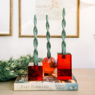 Red Glass Candle Holder